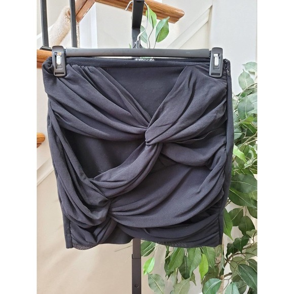 Express Mesh Wrap Twist Front Goth Bodycon Mini Skirt Size 6 - Picture 11 of 11